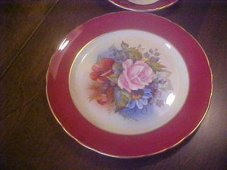 Vintage Aynsley England Cabbage Rose Signed J.  A.  Bailey Desert Plate Cup &saucer