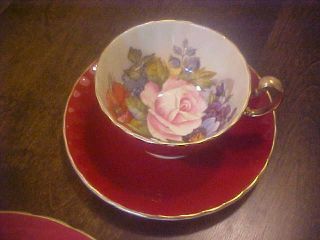 Vintage Aynsley England Cabbage Rose signed J.  A.  Bailey Desert Plate Cup &Saucer 3