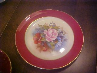 Vintage Aynsley England Cabbage Rose signed J.  A.  Bailey Desert Plate Cup &Saucer 6