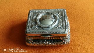Dutch Antique Silver Snuff Or Pill Box.  With Repousse Decoration Of Bombe Form.