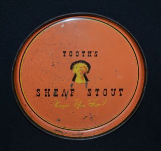 Tooths Sheaf Stout Beer Metal Tray Keeps You Fit Vintage 40 