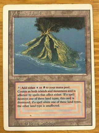 Volcanic Island Mtg Dual Land Revised Edition Heavily Played - Reserved List (c)