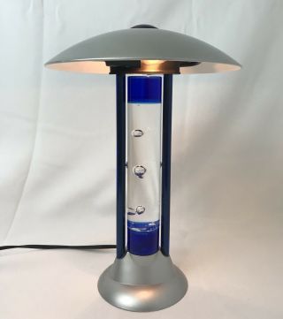 Rare Vtg Retro Flipping Water Lava Lamp Desk Light Kenart 2002 Silver Gray Blue