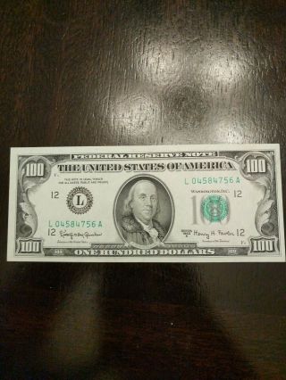 Vintage $100 Dollar Bill 1963a Series Federal Reserve Note