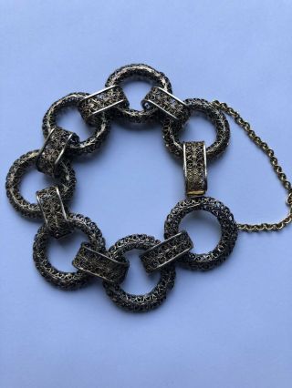 Antique Victorian Ornate Gold Filigree Etruscan Bracelet, 2