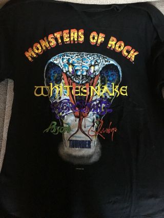 Vintage 1990 Monsters Of Rock 10th Anniversary Donington Park Tshirt Whitesnake