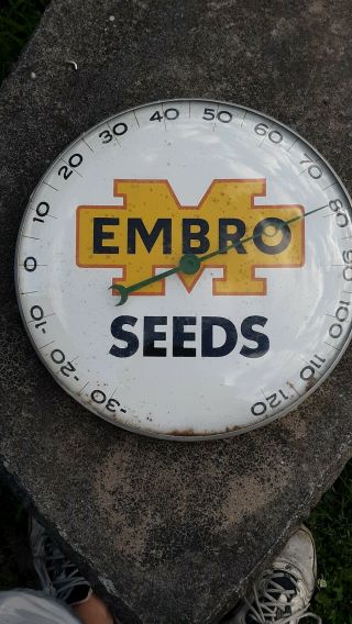 Vintage Hybrid Embro Seed Corn Bubble Glass Thermometer Pam Clock Co.