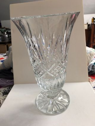 Vintage Large 12” Heavy Waterford Crystal Vase Lismore ? Seahorse Mark