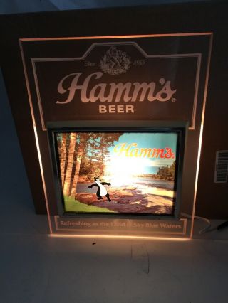 Vintage Hamm’s Lighted Beer Sign " Refreshing As The Land Of Blue Waters”