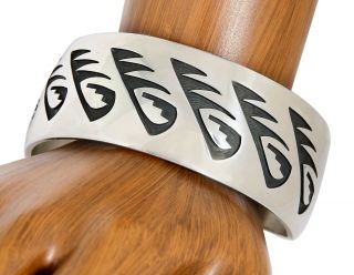 Vtg Hopi Indian Signed Floyd Namingha.  925 Sterling Silver Handmade Cuff