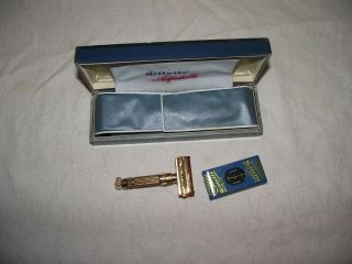 Vintage Gold Gillette Toggle Adjustable Safety Razor W/blades W/original Box F4