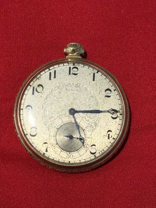 Vintage Elgin Streamline 14k Gold Filled Pocket Watch 17 Jewels