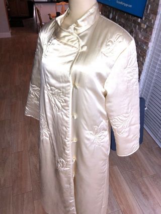 Vtg Natori Silky Satin Quilted Kimono Style Lined Puffer House Coat Sm