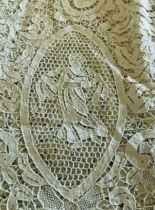 Vintage Hand Made Italian Needlepoint Needle Lace Tablecloth 100  X 66