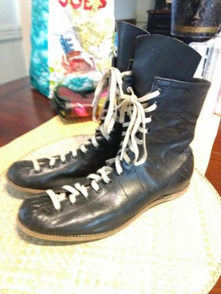 Vintage Hyde Boxing Shoes Boots Black Leather Men 