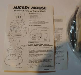 Disney Mickey Mouse Talking animated talking Alarm Clock Vintage 7