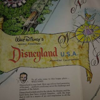 Vintage Rare 1961 Disneyland Wall Map 44 