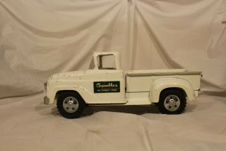 Vintage White Tonka Pickup Truck,  " Gambles ",  Pressed Steel,  Collectible & Rare