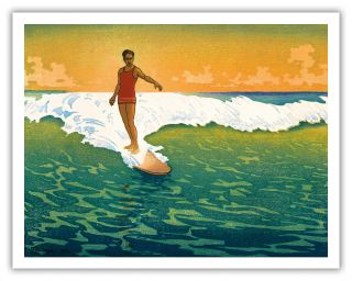 The Duke Kahanamoku Surfing Hawaii Aloha Vintage Art Poster Print Giclee