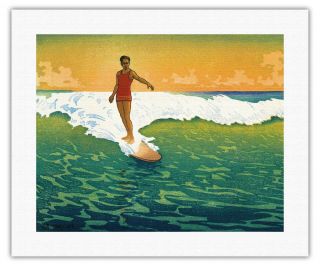 The Duke Kahanamoku Surfing Hawaii Aloha Vintage Art Poster Print Giclee 7