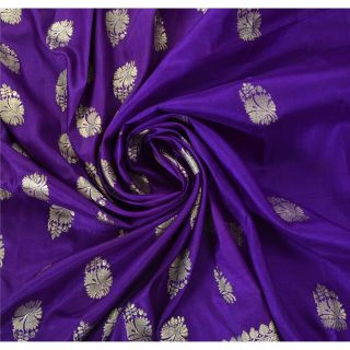 Sanskriti Vintage Blue Heavy Saree Pure Silk Banarasi Brocade Craft Fabric Sari 5