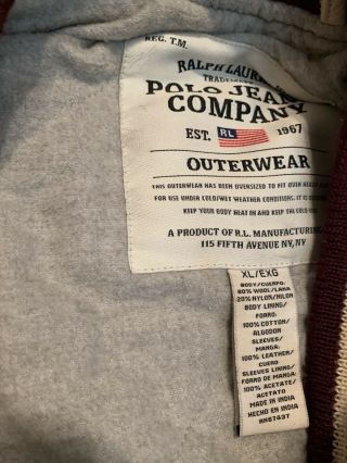 Polo Jeans Ralph Lauren Letterman Suede Leather Jacket Vintage Rare Xl 4