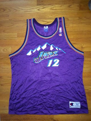 John Stockton Vtg 90s Utah Jazz Mountains Basketball Champion Jersey 52 Xxl