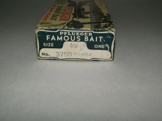 VTG PFLUEGER GLOBE 3750 LURE w BOX PAPERS 5 1/4 Inches FISHING TACKLE TRADEMARK 7