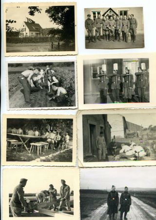 8 X Photo Ww2 German R.  A.  D.  Men At Work,  Barracks,  Flag 865