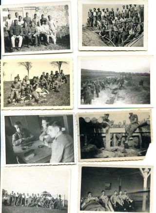 8 X Photo Ww2 German R.  A.  D.  Men At Work,  Barracks,  Flag 863