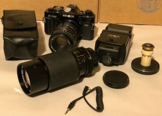 Vintage Minolta X - 700 Mps 35mm Film Camera Bundle With 2 Lenses,  Flash,  More