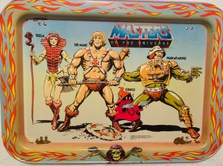 Vintage Masters of the Universe Accessories Lot; Duffle Bag,  Backpack,  TV Tray 3
