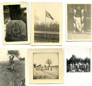 6 X Photo Ww2 German R.  A.  D.  Men At Work,  Barracks,  Flag 859