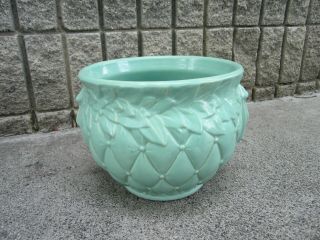 Very Rare Old Vintage Mccoy Art Pottery Turquoise Glaze Large Planter