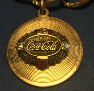 Rare 10k Gold 40 Year Coca Cola Coke Employee Service Diamond Charm Bracelet
