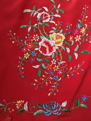 Vintage Chinese Red Hand Embroidered Size 10 Skirt.