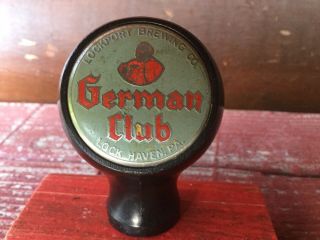 Vintage 30’s Lockport Brewing Co.  German Club Lock Haven Pa.  Beer Ball Tap Knob