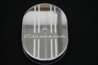 Classic Vintage Chevrolet 12 Inch Oval Air Cleaner 2 K&n Filter Chevy V8 350 400