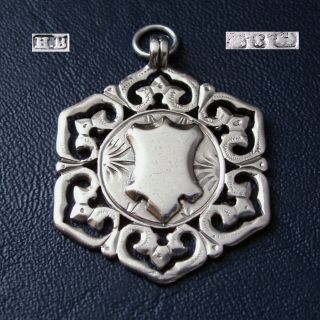 Antique Victorian Solid Silver Fob Medal For A Pocket Watch Chain / Pendant 1893