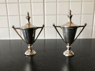 2 Solid Silver Art Deco Trophies London 1936 Engraved Walker Cup