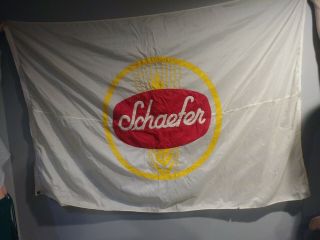 Vintage Schaefer Beer Polyester Wall Banner Flag Display 69 " X 44 " Stitched Logo