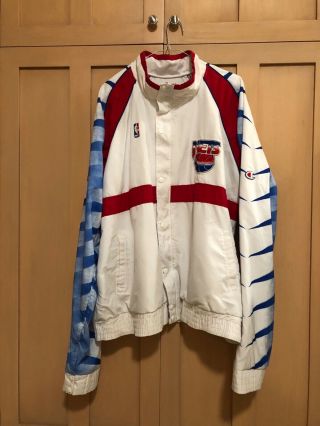 Jersey Nets Authentic Champion 92 - 93 Warm Up Shootaround Jacket Vintage Sz44