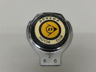 Vintage Chrome Renamel Dunlop Motor Club Car Badge Auto Emblem