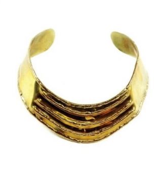 Vintage 70s 80s Brass Metal Brutalist Necklace Collar Choker