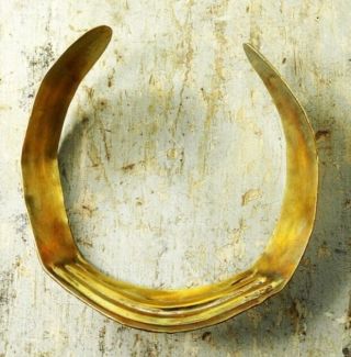 Vintage 70s 80s Brass Metal Brutalist Necklace Collar Choker 4