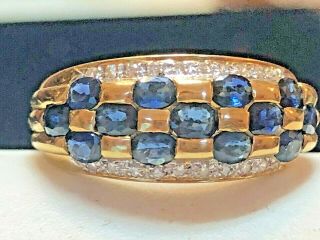 Estate Vintage 18k Gold Natural Blue Sapphire & Diamond Ring Band Wedding