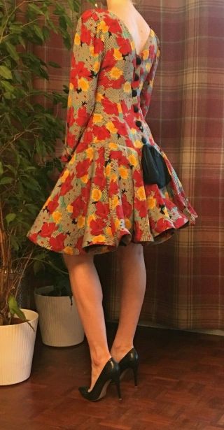 Miss O By Oscar De La Renta Vintage 100 Silk Floral Petticoat Dress Size 10