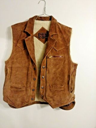 Penn Leather Vest/size 42/vintage Item Made In Korea/clean And