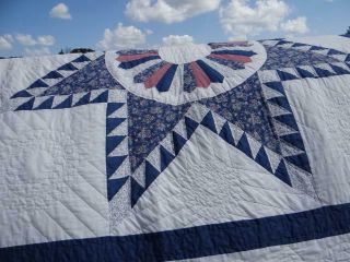 EXQUISITE VINTAGE COUNTRY BARN STAR FIELD OF STARS FARMHOUSE HOME MADE OLD QUILT 10