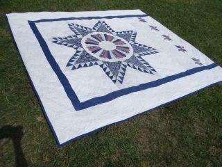 EXQUISITE VINTAGE COUNTRY BARN STAR FIELD OF STARS FARMHOUSE HOME MADE OLD QUILT 11